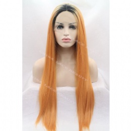 Synthetic lace front wig orange straight