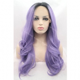 Synthetic lace front wig black pansy wavy