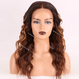 HD Lace 13x6 HD Lace Wigs, Brown Highlights, Wavy