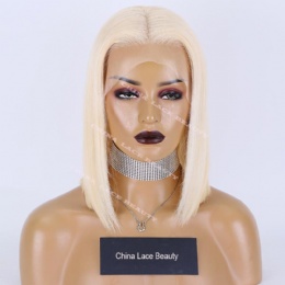 Lace Front Wig, 613 Blonde Straight Bob