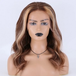 13x6 HD Lace Wigs, Brown Highlighted Blonde, Wavy